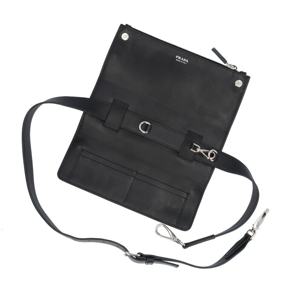 Prada Triangle Double Shoulder Bag, Saffiano Leather 2VH157, Black, Men's and... - Picture 12 of 14